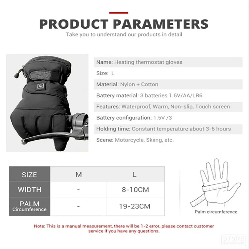

Waterproof Motorcycle Gloves Heated Guantes Moto Heating USB Hand Warmer Electric Thermal Heated Gloves Battery Powered Gloves