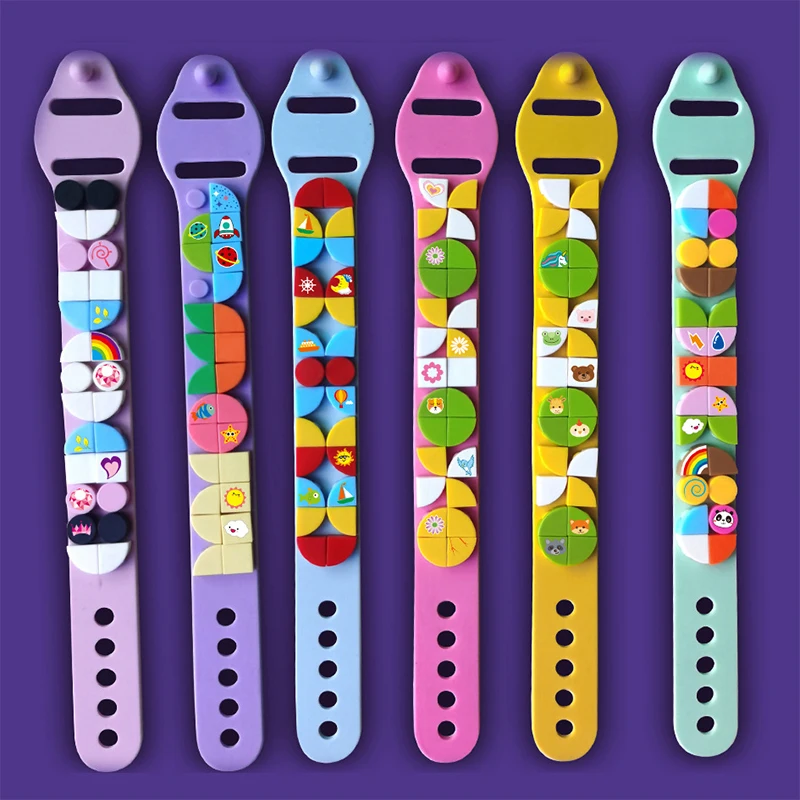 

Новый креативный детский браслет из блоков в горошек «сделай сам», браслет с регулируемой длиной, развивающий браслет из блоков с регулируе...