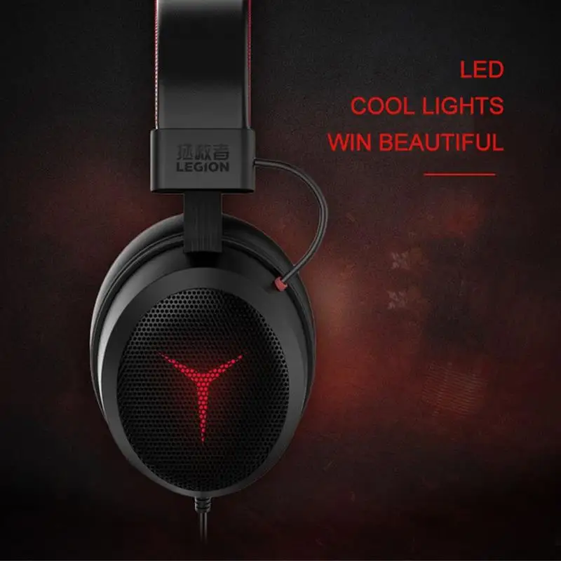 

Lenovo Gaming Headset USB Wired Headset Vibration 7.1 Surround with Detachable Mic Professional Headphone for Game