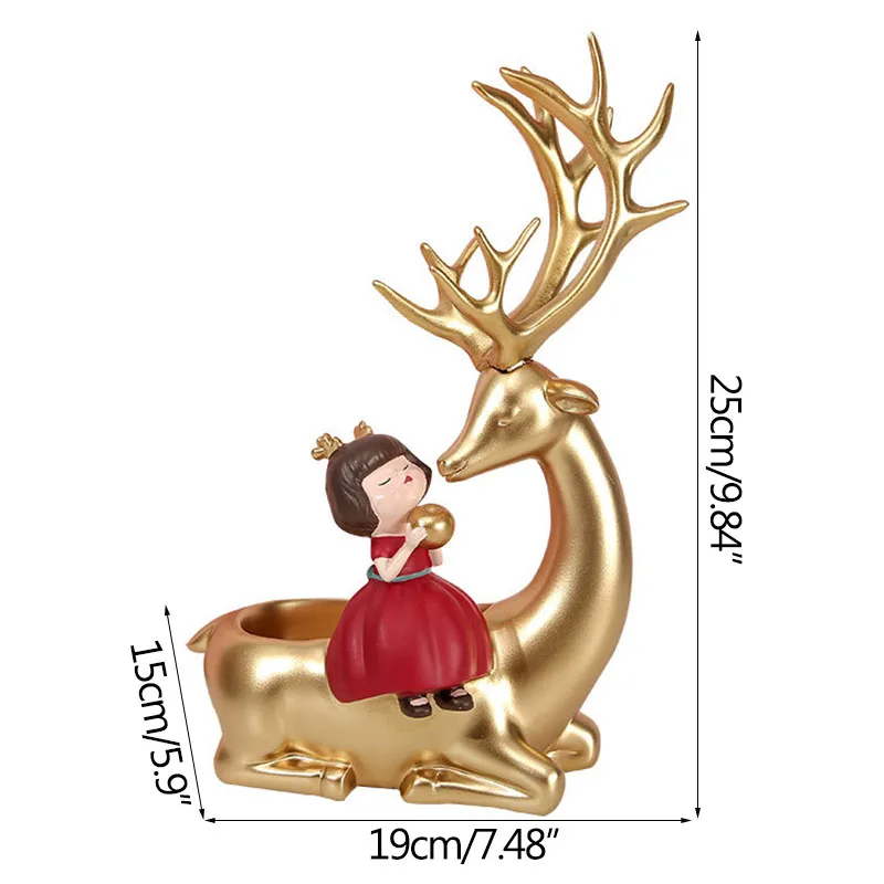 

Living Room Storage Ornaments Creative Little Girl Deer Resin Decoration Furnishings Sundries Holders Key Hnager Decor Crafts