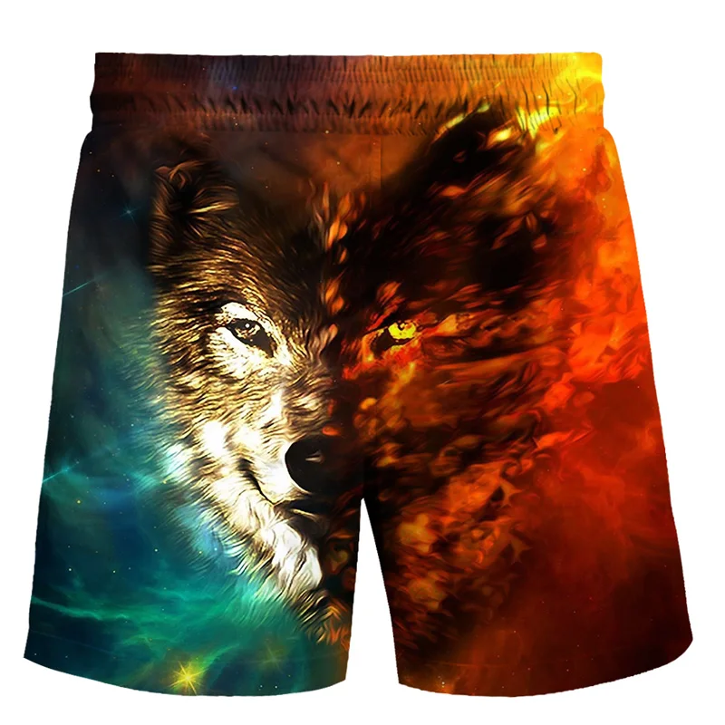 

Fox 3D Printing Fashion Beach Pants Men's Wolf Street Dance Street Clothing Loose Comfortable Fabric Wolf Men's Beach Pants