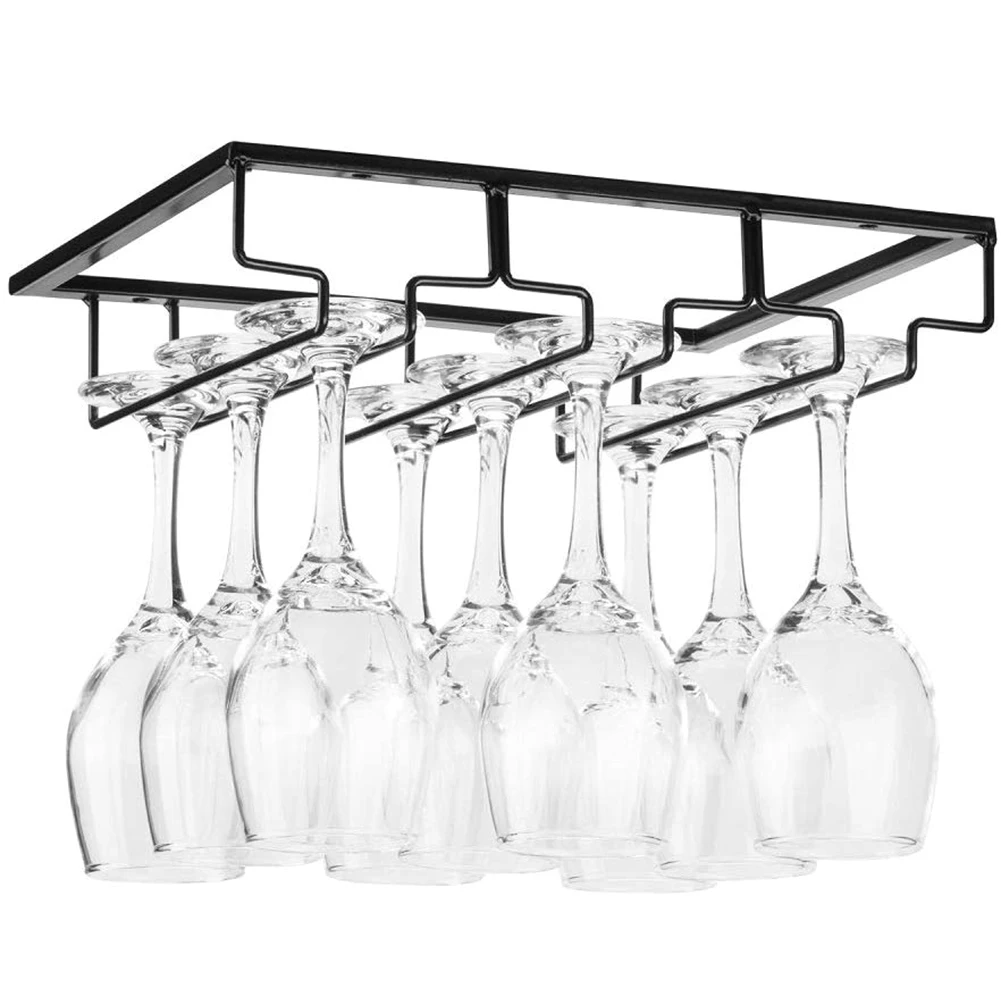 

Red Wine Glass Rack-tableware Suitable For Bar Kitchen Black Metal Storage Box Easy To Install Saving Space