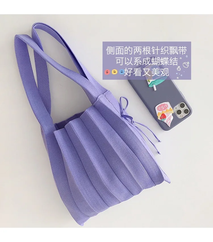 Дизайнерская Женская сумка через плечо однотонная Лоскутная вязаная холщовая