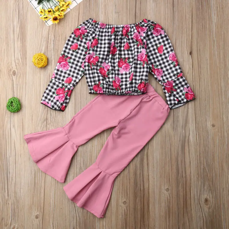 Одежда для маленьких девочек от 2 до 7 лет комплект из предметов Осенние клетчатые