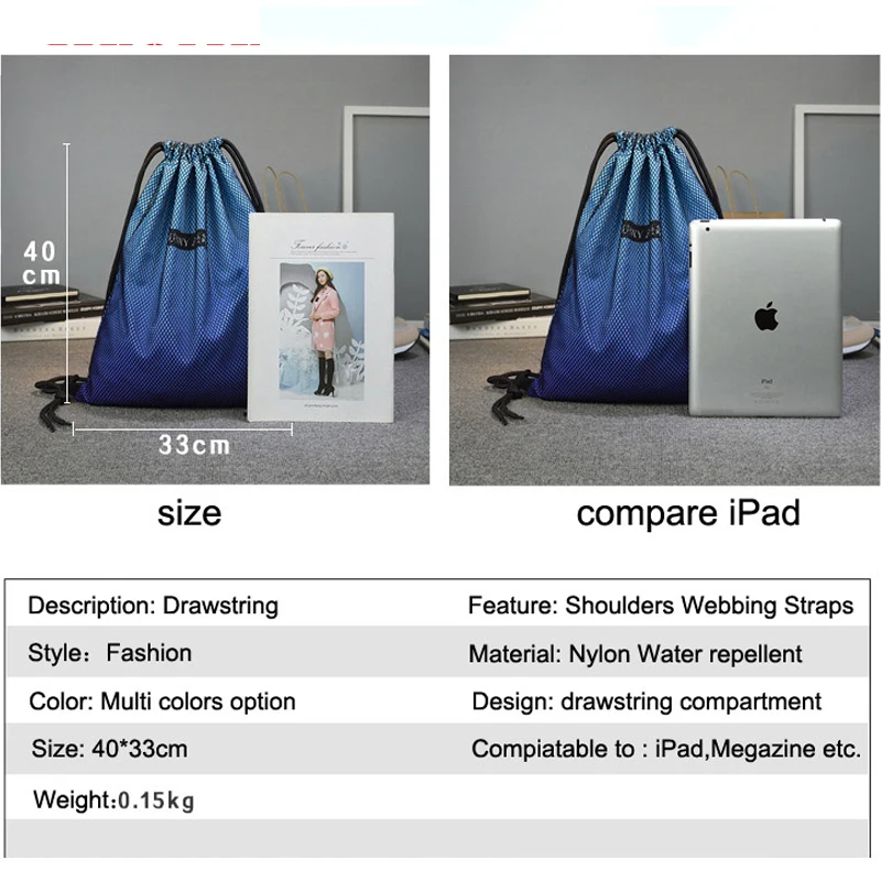 

Jifome Nylon Drawstring Backpack School Gym Sports Bag Water Repellent Storage Pack Rucksack Pouch back pack for teens