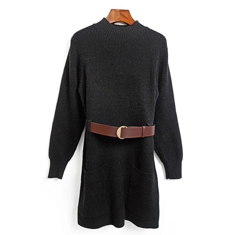 Женское платье-свитер трикотажное платье в рубчик с расклешенными рукавами