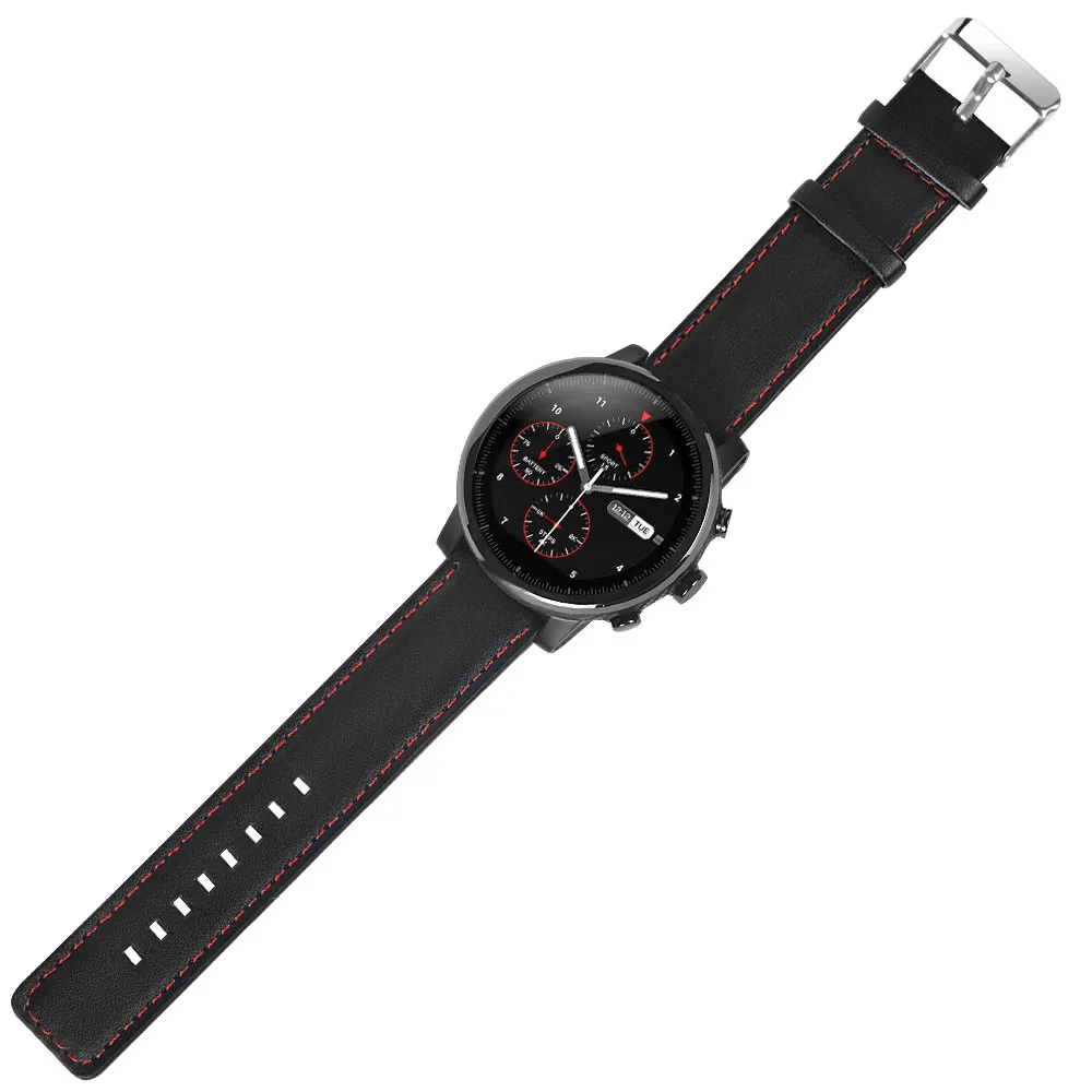 Сменный кожаный ремешок в стиле ретро для часов Huami Amazfit 2/2S 22 мм быстросъемный