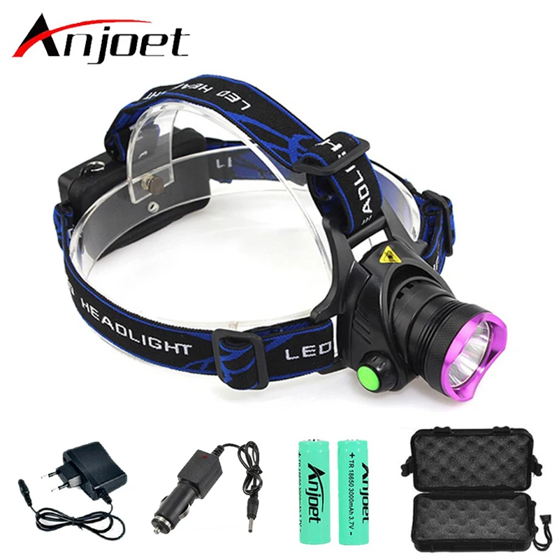 Anjoet светодиодный налобный фонарь T6 налсветильник на 18650 батареях для улицы