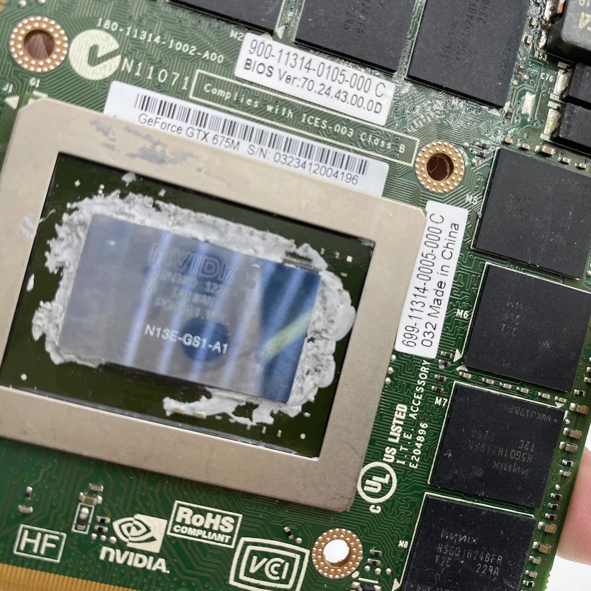 SHELI для Dell M6000 M6600 M6700 M6800 M15X M17x R2 R3 R4 видеокарта N13E-GS1-A1 GTX675M GTX 675M 2G DDR5 VGA | Компьютеры и