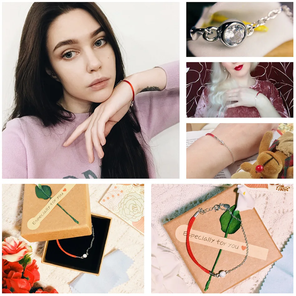 ELESHE 925 стерлингового серебра браслет для женщин с украшением в виде кристаллов