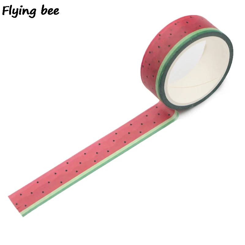 Flyingbee 15 мм X 5 м арбузная Бумага васи лента DIY планировщик Маскировочная лента клейкие наклейки с лентами Декоративные Канцелярские ленты X0500