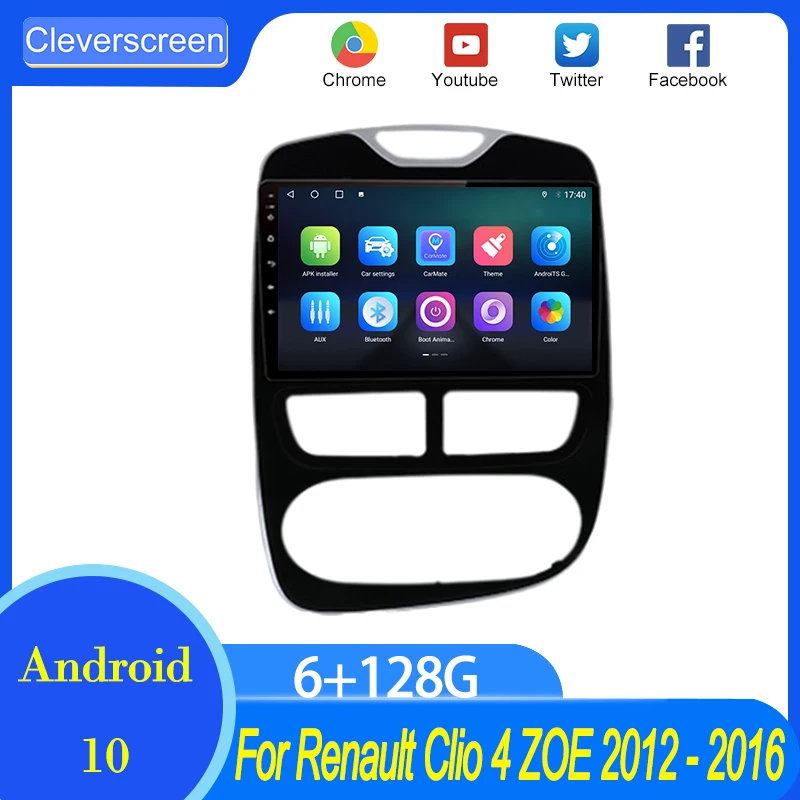 

CleverScreen Android 10.0 6G+128G Car Radio Multimedia Player For Renault Clio 4 ZOE 2012- 2016 GPS Navigation Radio Auto