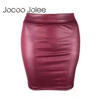 jocoo jolee women 2019 europe style pu leather skirts casual bodycon mini skirt sexy high waist faux leather skirt oversized