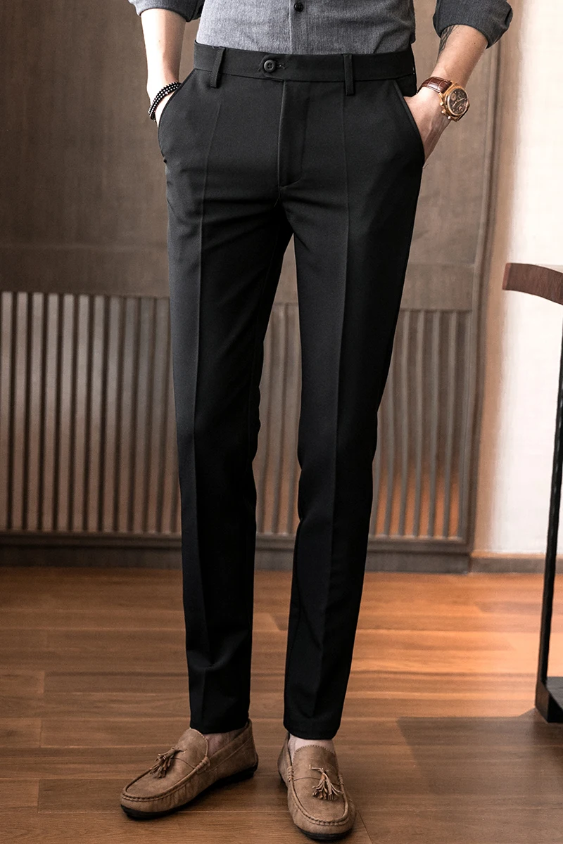 

Suit Pants Mens New Korean Slim Fit Elastic Fabrics Business Casual Pants Male High-grade Formal Dress Pants for Men Trousers