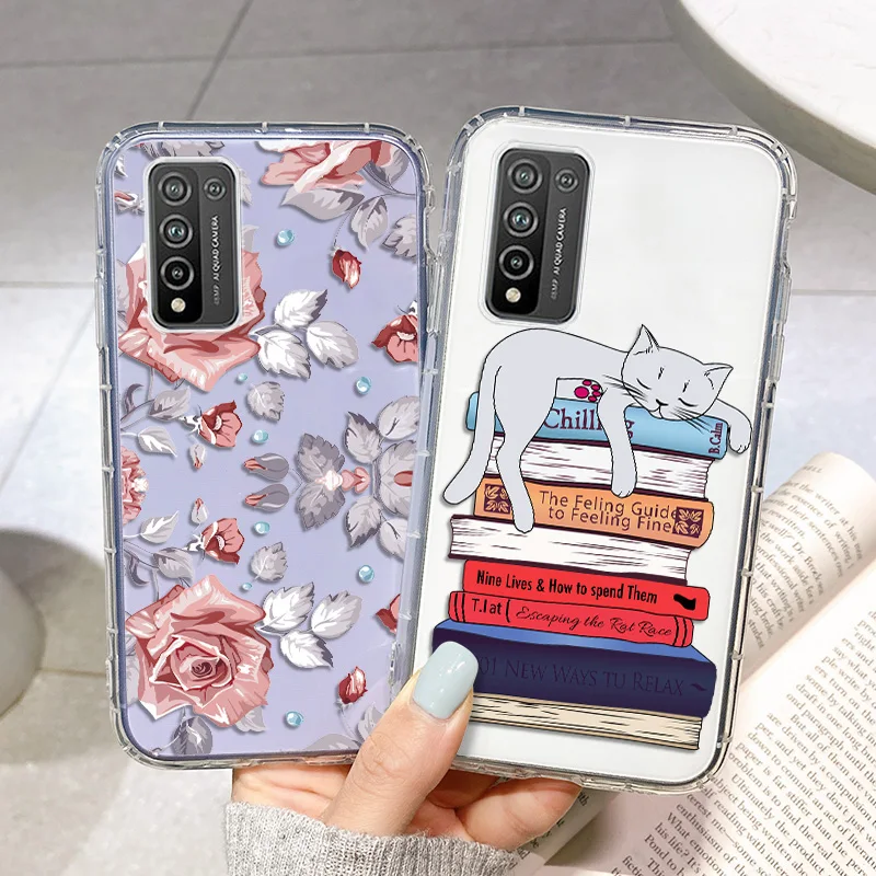 

Funda on Honor 8X Case for Honor 10 Lite 10i 20i 8X 9X Premium 10X Lite 8A 8S 9A 9C 9S 7A 20 Pro Cute Cat Clear Silicone Cover