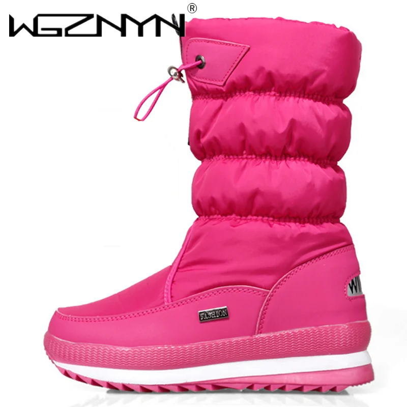 

NEW Mid-calf Snow Boots Women Waterproof Winter Shoes Platform Rubber Boots Plush Female SHoes Ladies Wedge Fur Botas Mujer
