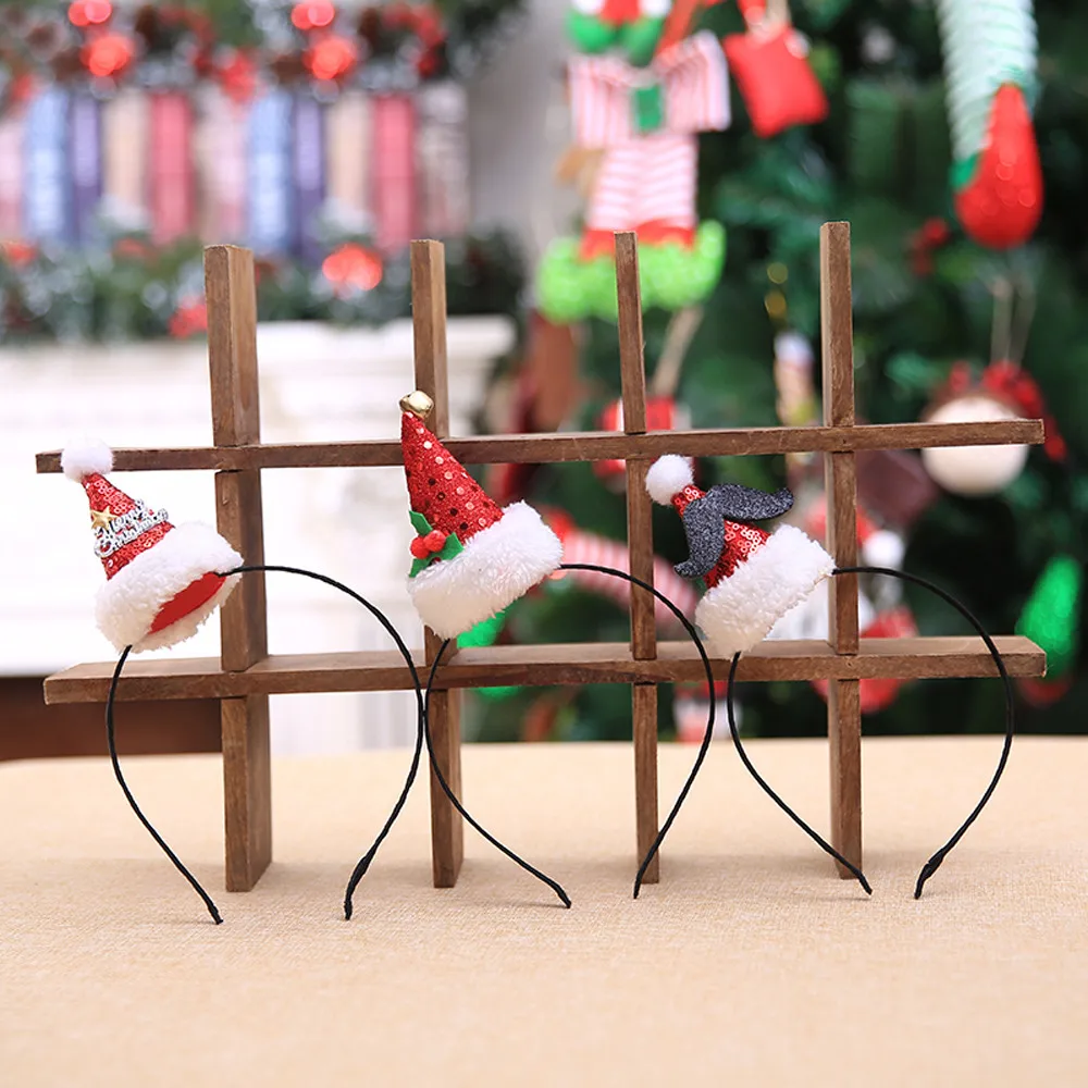 Рождественская повязка на голову милая шапка Санта Клауса Блестящая лента для