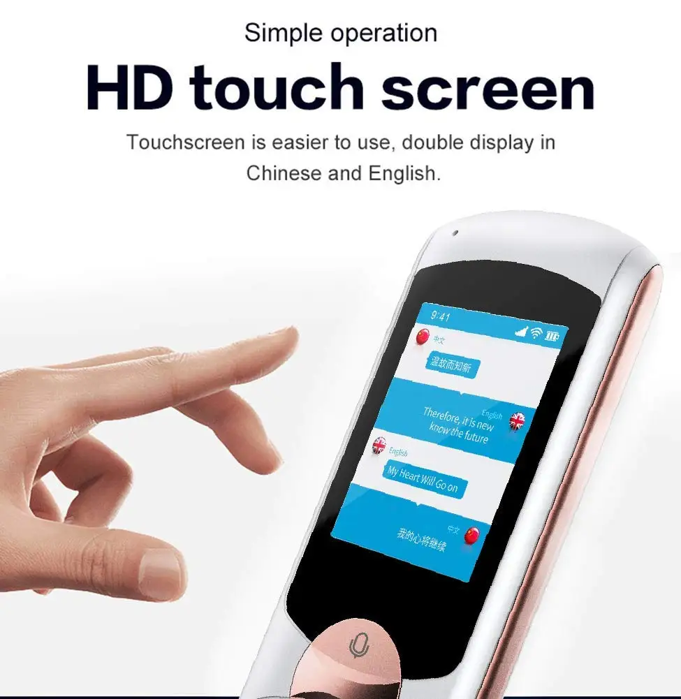 Портативный интеллектуальный переводчик голоса 41 язык сенсорный экран 2 0 дюйма Wi