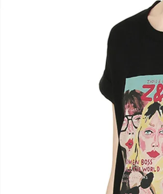 

2021 Summer New Women T-Shirt Retro Portrait Print O-Neck Loose Ladies Tee White Black Fashion Short Sleeve Top