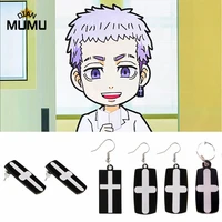 new tokyo anime avengers earrings simple cross acrylic cartoon character tokyo revengers accessories jewelry gift