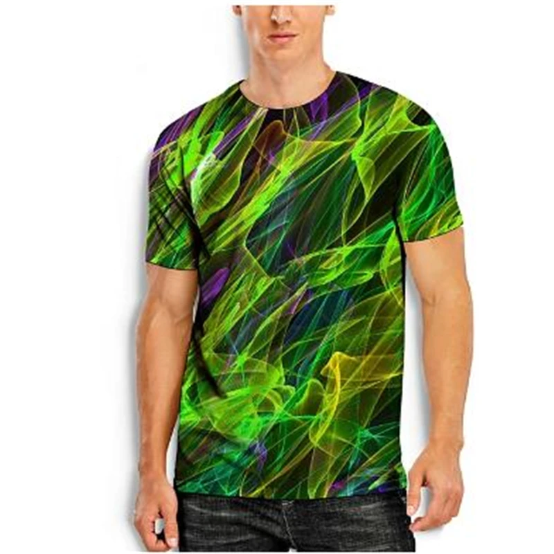 

Новейшая футболка с 3D принтом молнии, мужские забавные летние топы с коротким рукавом 2021, Мужская модная повседневная футболка