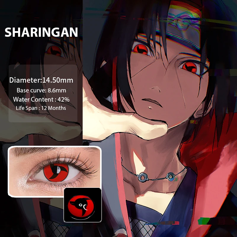 Irislens 2Pcs/Pair Cosplay Color Contact Lenses Uchiha Sharingan Eye Lens Colored Anime Cosmetic Halloween | Красота и здоровье
