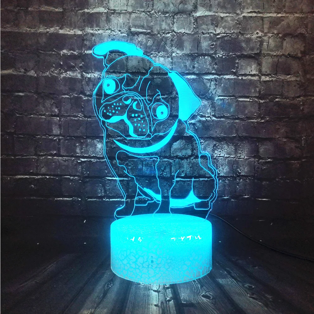 Cartoon Animal Dog Cute 3D Optical LED Night Light For Kids Bedroom Home Decor Illusion RGB Lava Holiday Birthday lamp | Лампы и