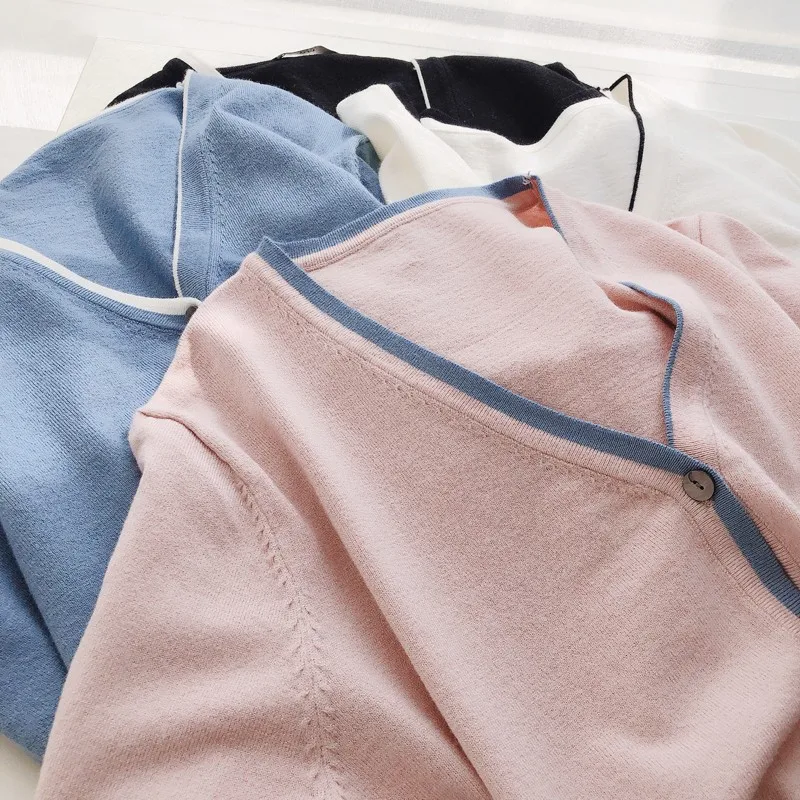 2020 осень кашемировый свитер кардиган женская розовая одежда в Корейском стиле