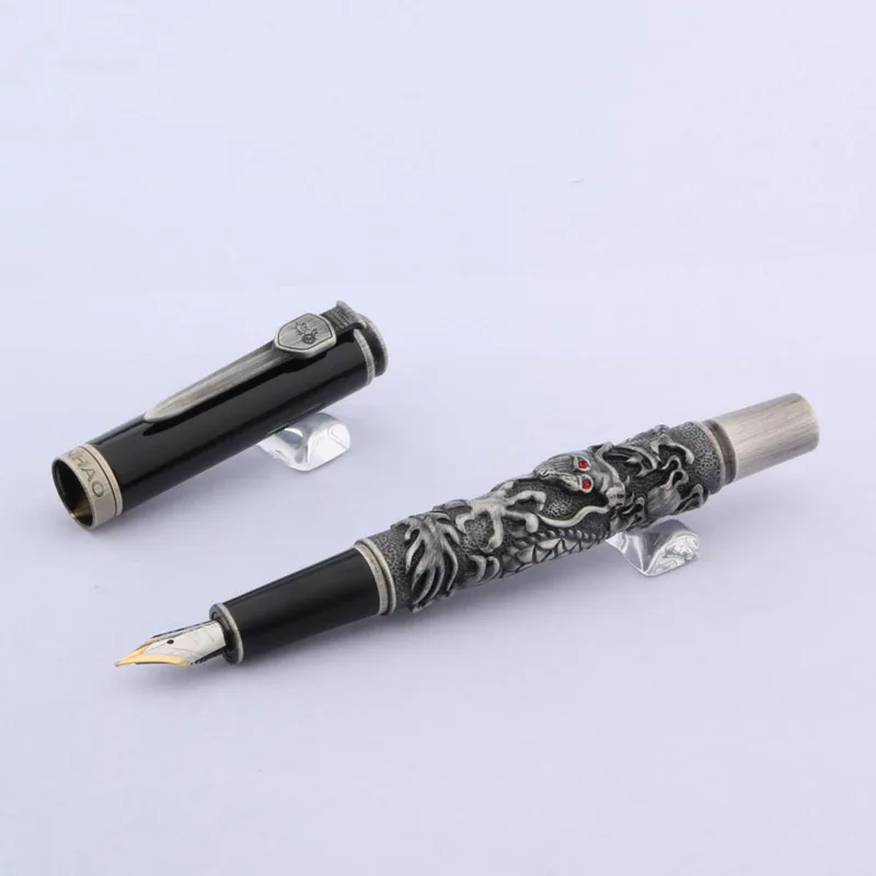 Перьевая ручка Jinhao серый и красный цвета Дракон металлический подарок золотой
