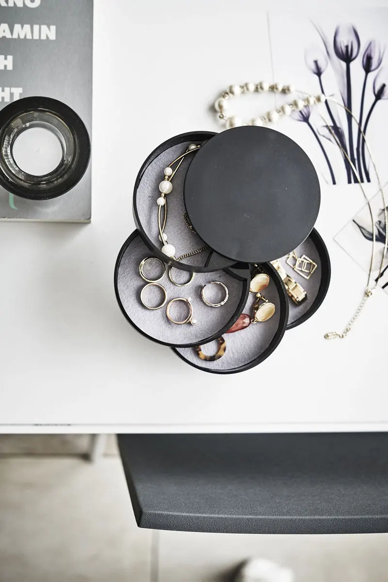 Пластиковая шкатулка для хранения ювелирных изделий женский настольный 4-х