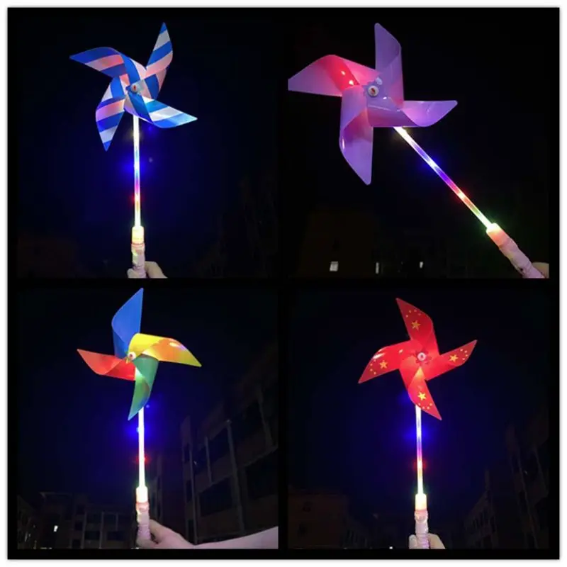 

10 Pcs Glowing Plastic Windmill Pinwheel Wind Spinner Garden Lawn Party Decor J2HD