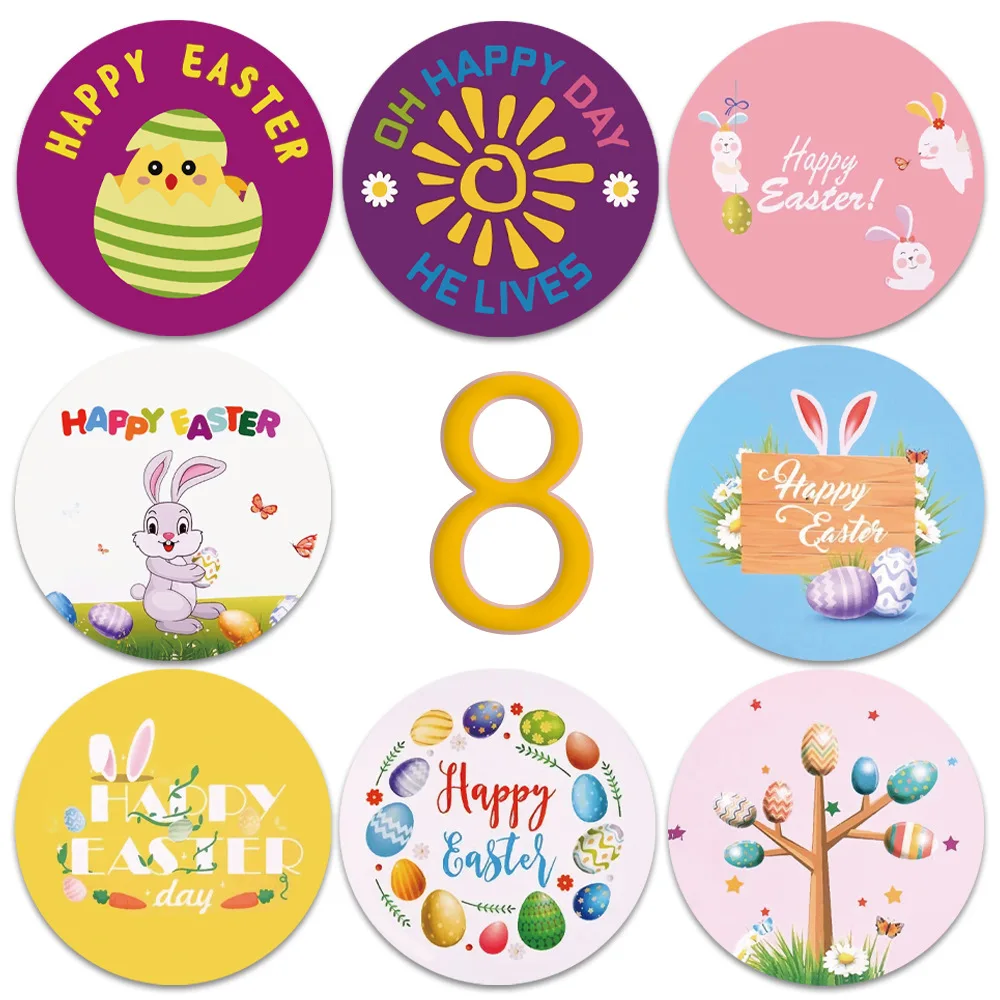 

500pcs Easter Sticker Roll Decorations Eggs Bunny Assorted Easter Theme Sticker Easter Party Favors for Kids Gifts Bag Box Decor
