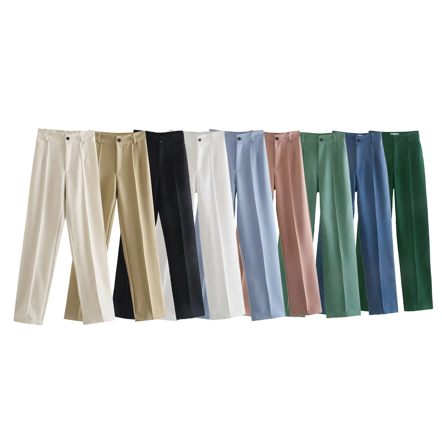 

Women Straight Pants Fashion Office Wear Vintage High Waist Zipper Fly Female Chic Trousers Mujer