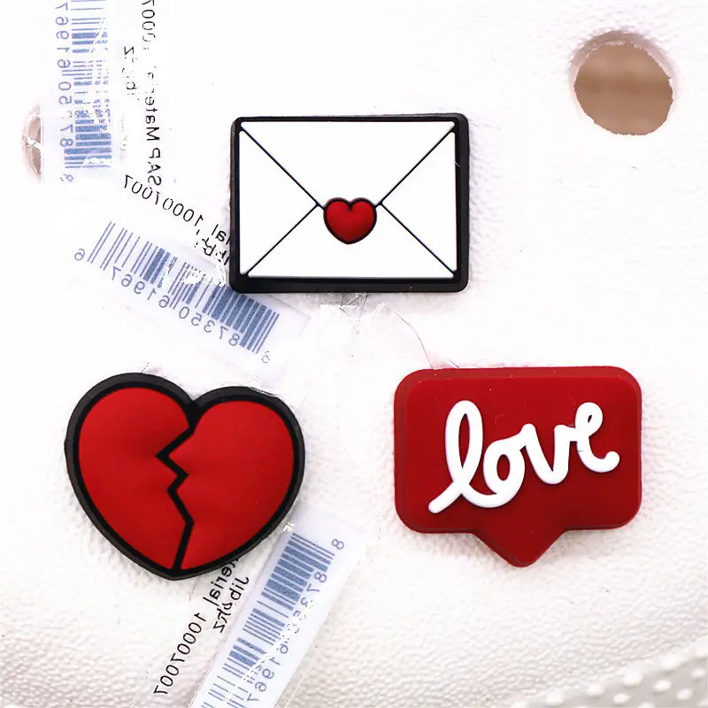 

High Quality Heart-Shaped Shoe Charms Love Letter PVC Shoes Decorations Sandals Accessories for Croc JIBZ Kids Party Gifts F24AL