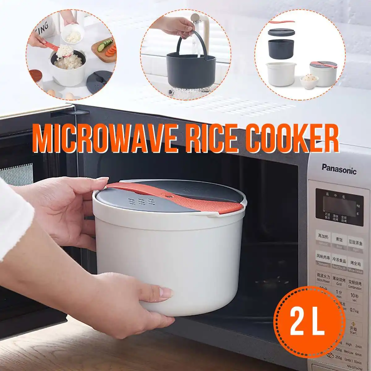 

Microwave Oven Steamer Meal food Rice Cooker Grain Cereal for Bowl Plates Cookware Kitchen Gadgets Accessories Supplies