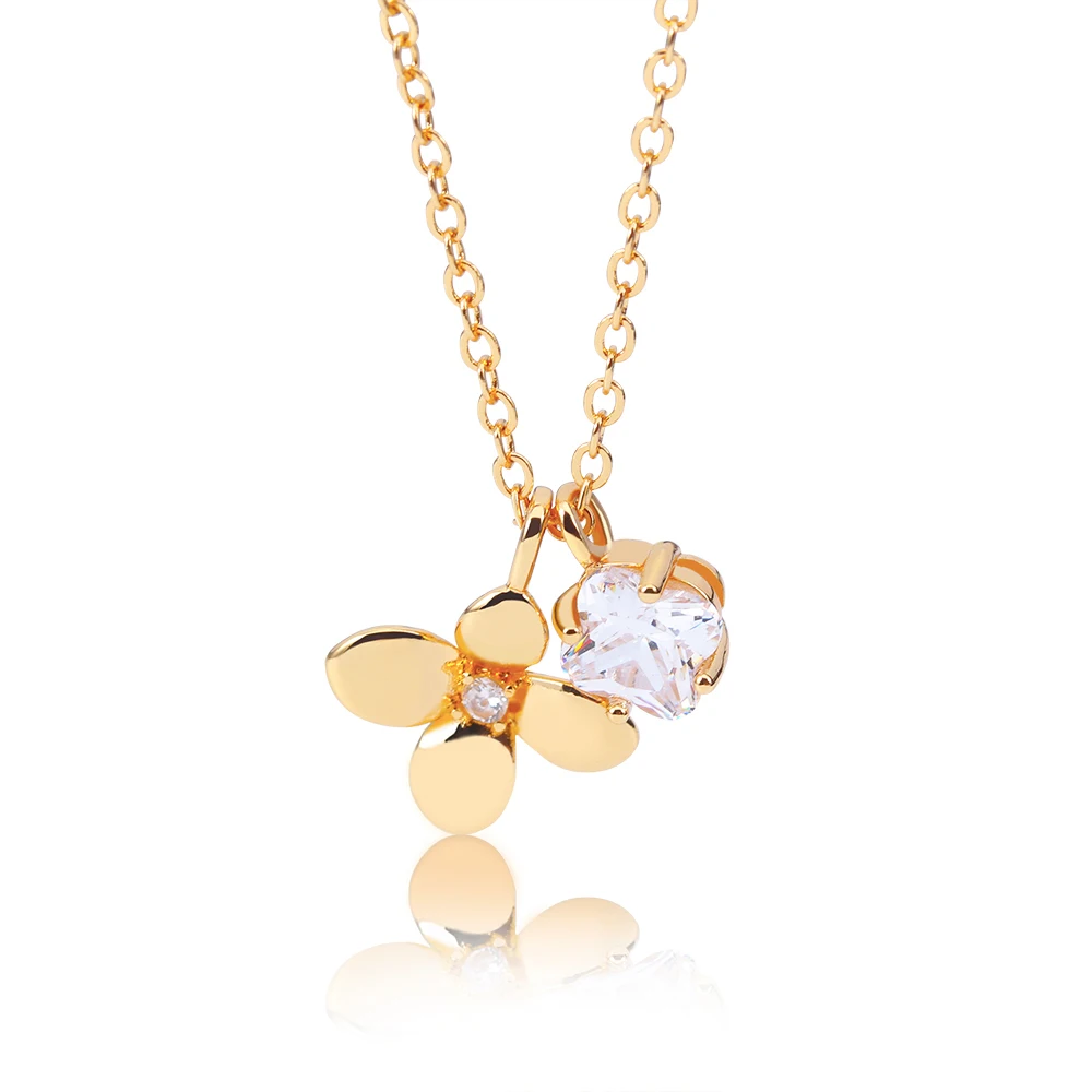 

Women Necklace Flower Necklace Golden Color Couple Necklace Inlaid Cubic Zirconia Fashion Cute Birthday Gift Valentine Day Gift