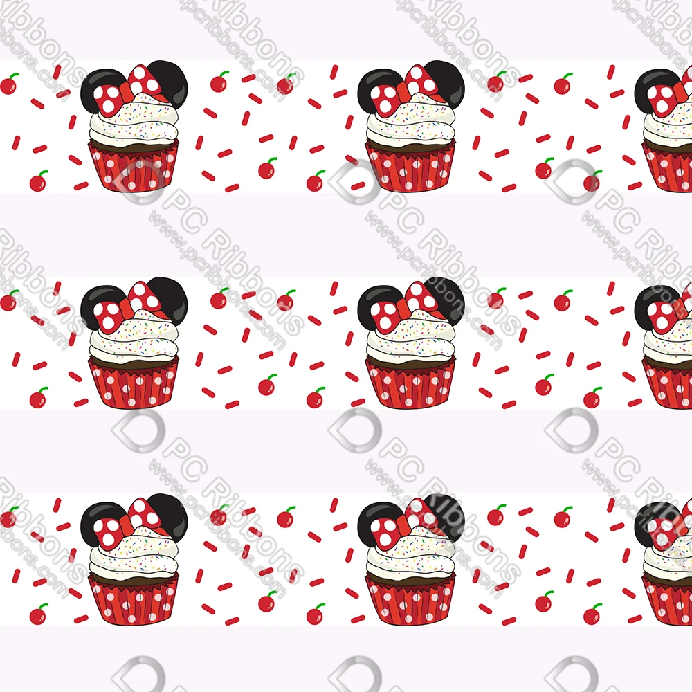 16-75MM Cartoon Bow Cupcakes Printed Grosgrain Polyester Ribbon 50 Yards Gift Wrapping Diy Bows Wedding Drections Ribbons | Дом и сад