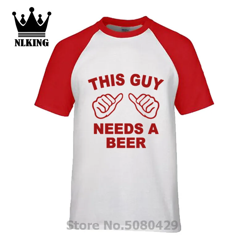 Футболка с надписью This guy Need a Beer летняя Красная футболка круглым вырезом и