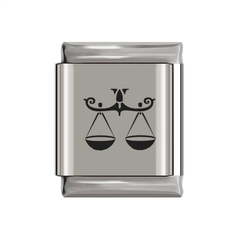 Libra Hapiship 13 мм ширина оригинальная Маргаритка 12 Созвездие Шарм подходит 13 мм браслет серебро Нержавеющая сталь изготовление ювелирных изделий DJ160 - Окраска металла: Libra