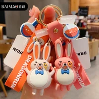 new big ears bunny keychain anime keychain fashion car bag pendant key ring trend bunny key chains couple accessories jewelry