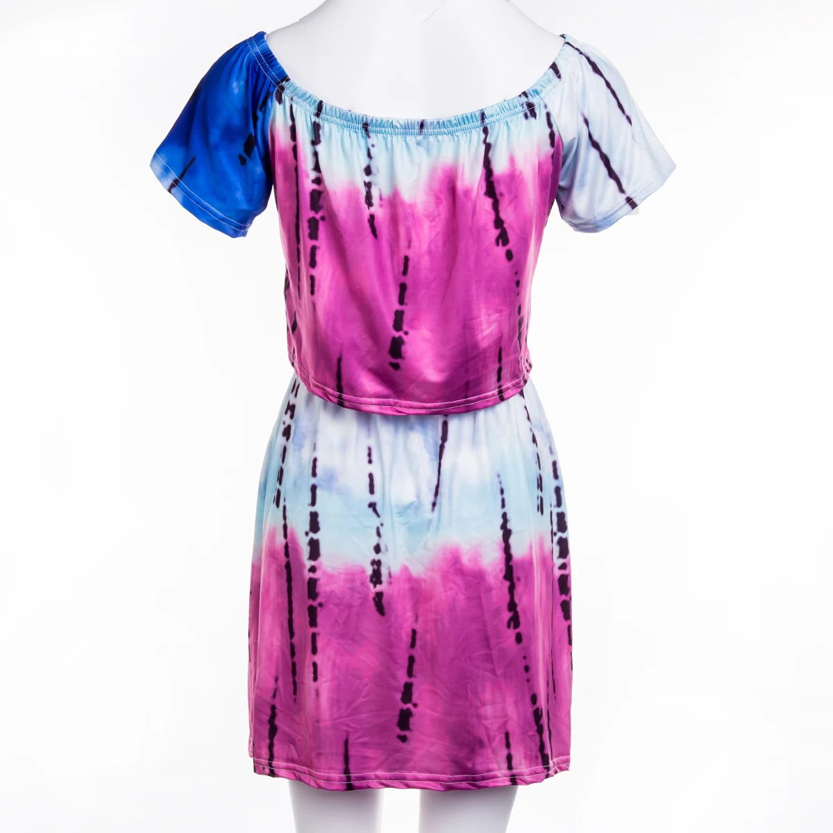 

Women 2pcs Bandage Tie-dye Skirt Set Sexy Bodycon Off shoulder Crop Top t shirt + Mini Skirt Set outfits Clubwear Suits