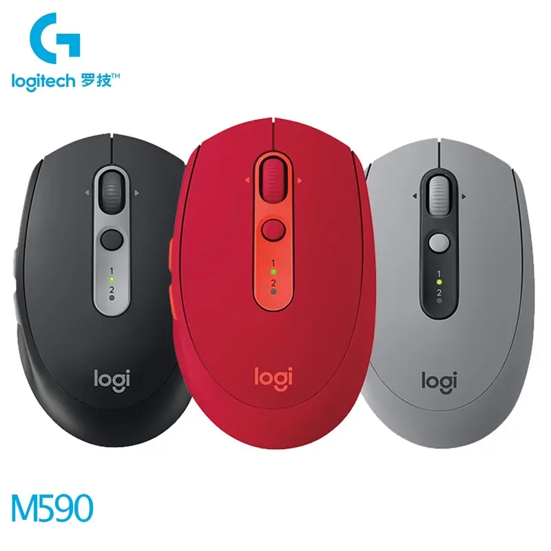 

Logitech M590 Wireless Mute Bluetooth Mouse 2.4GHz Unifying Dual Mode 1000 DPI Multi-Device Optical Silent For Office Mouse PC