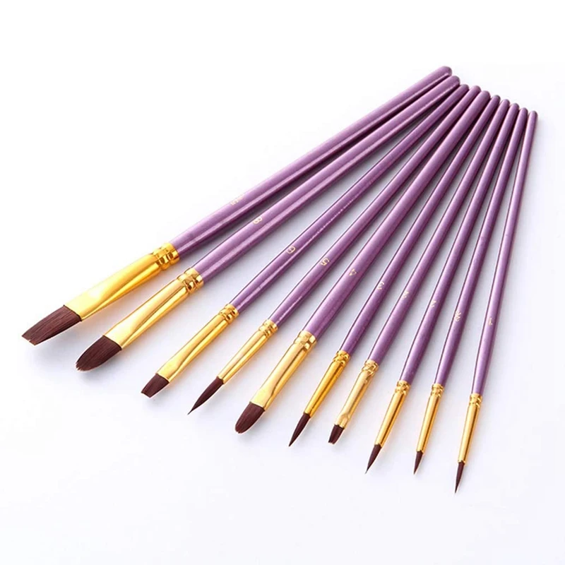 

50 Piece Set Purple Artist Brush Set Nylon Head Watercolor Acrylic Oil Painting Brush Painting Art