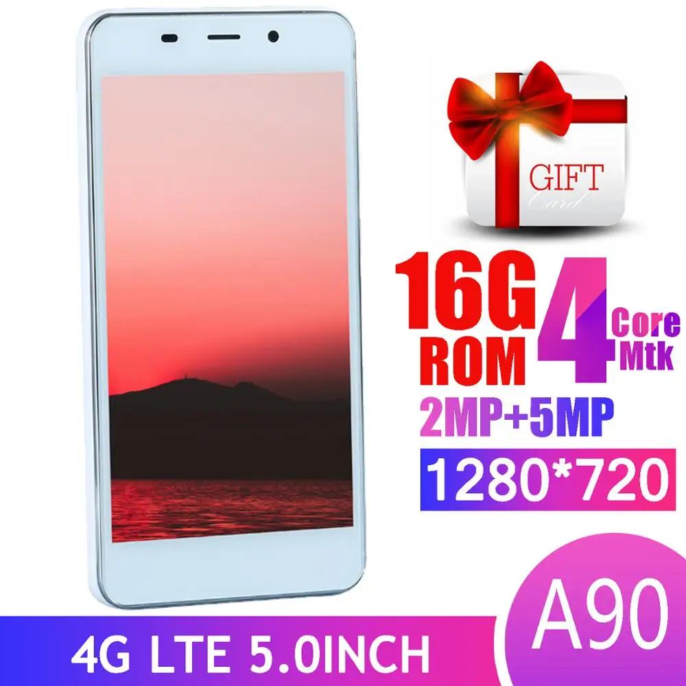 A90 смартфоны 4G LTE quad core 2 Гб RAM 16 ROM 5MP HD камера android 6 0 мобильные телефоны Дешевые celulars