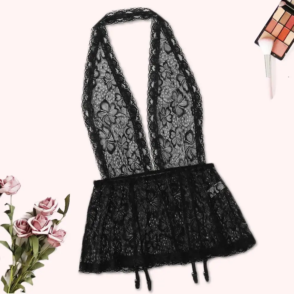 Женский кружевной комбинезон с глубоким V-образным вырезом и открытой спиной |