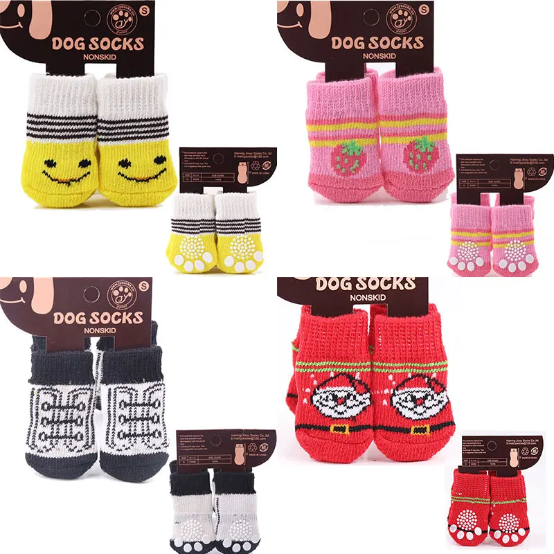 4 шт. S/M/L мягкие носочки для домашних животных милые Нескользящие Носки с рисунком
