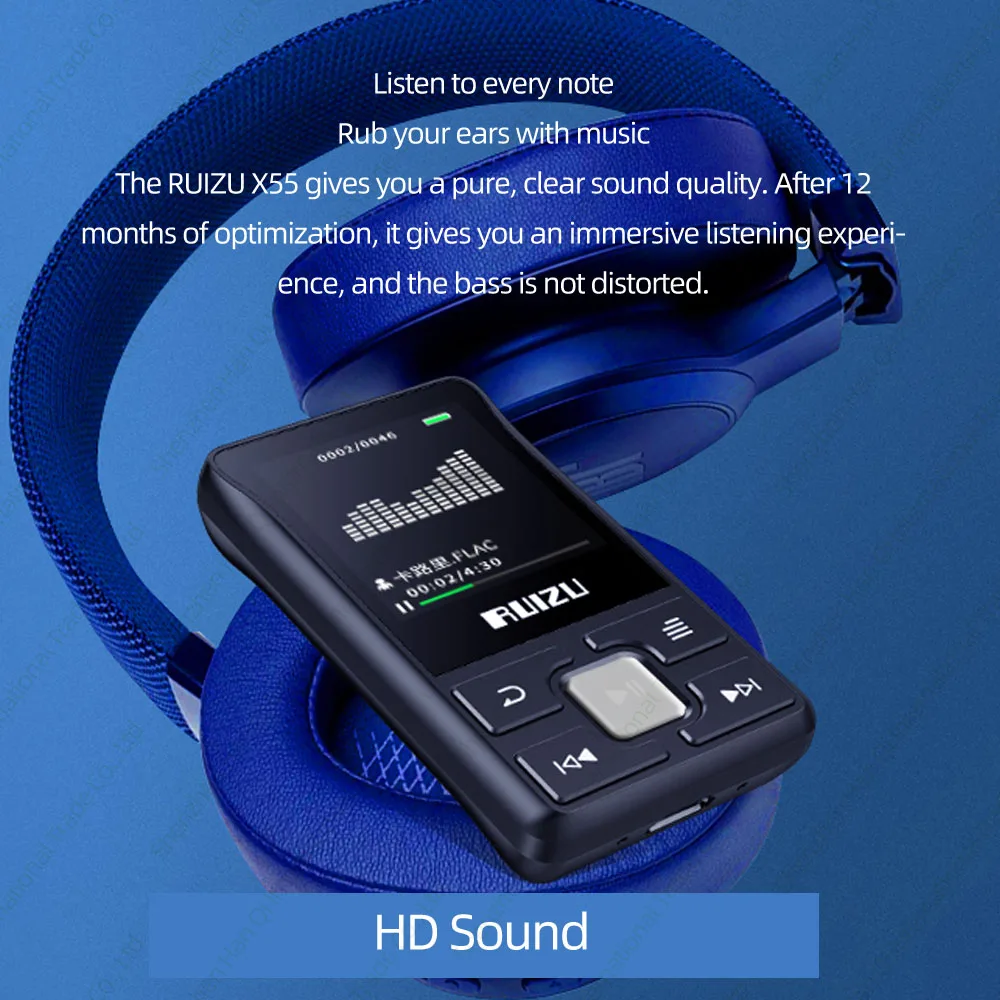 RUIZU X55 Клип Спорт Bluetooth MP3 плеер 8 Гб мини с экраном Поддержка TF карты, FM, запись, электронная книга, часы, шагомер музыкальный плеер