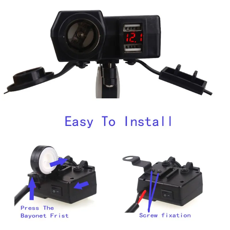 Гнездо для автомобильного прикуривателя 12V 24V автомобиль лодка мотоцикл Dual USB