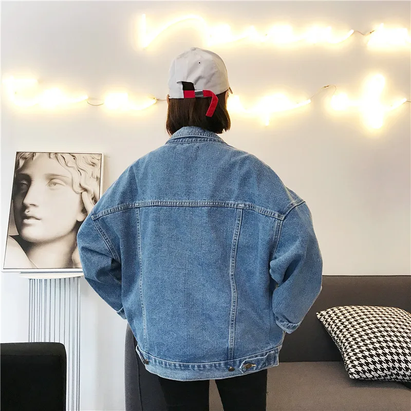 

Vintage Fashion Women Jacket Coat Women Solid Casual Loose Jacket Single Breasted Plus Size Jacket For Female jeans jacket
