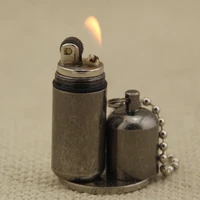 portable mini compact kerosene lighter capsule gasoline lighter inflated key chain petrol grinding wheel lighter outdoor